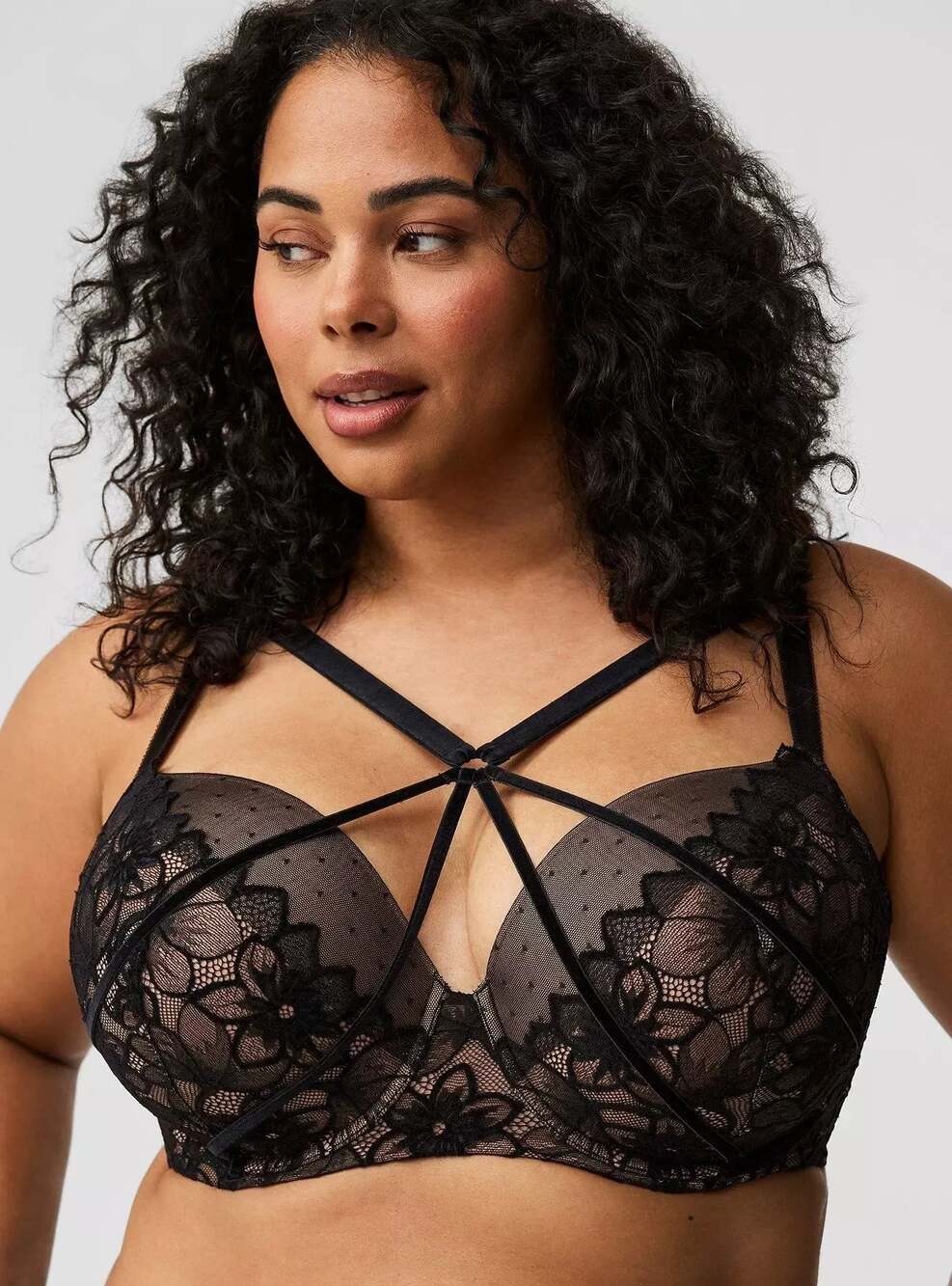 Torrid Perfect T-Shirt Push-Up Cozy Lace Straight Back Bra Size 44D Black